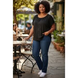 Lane Bryant Black Short Sleeve Top Size 14/16